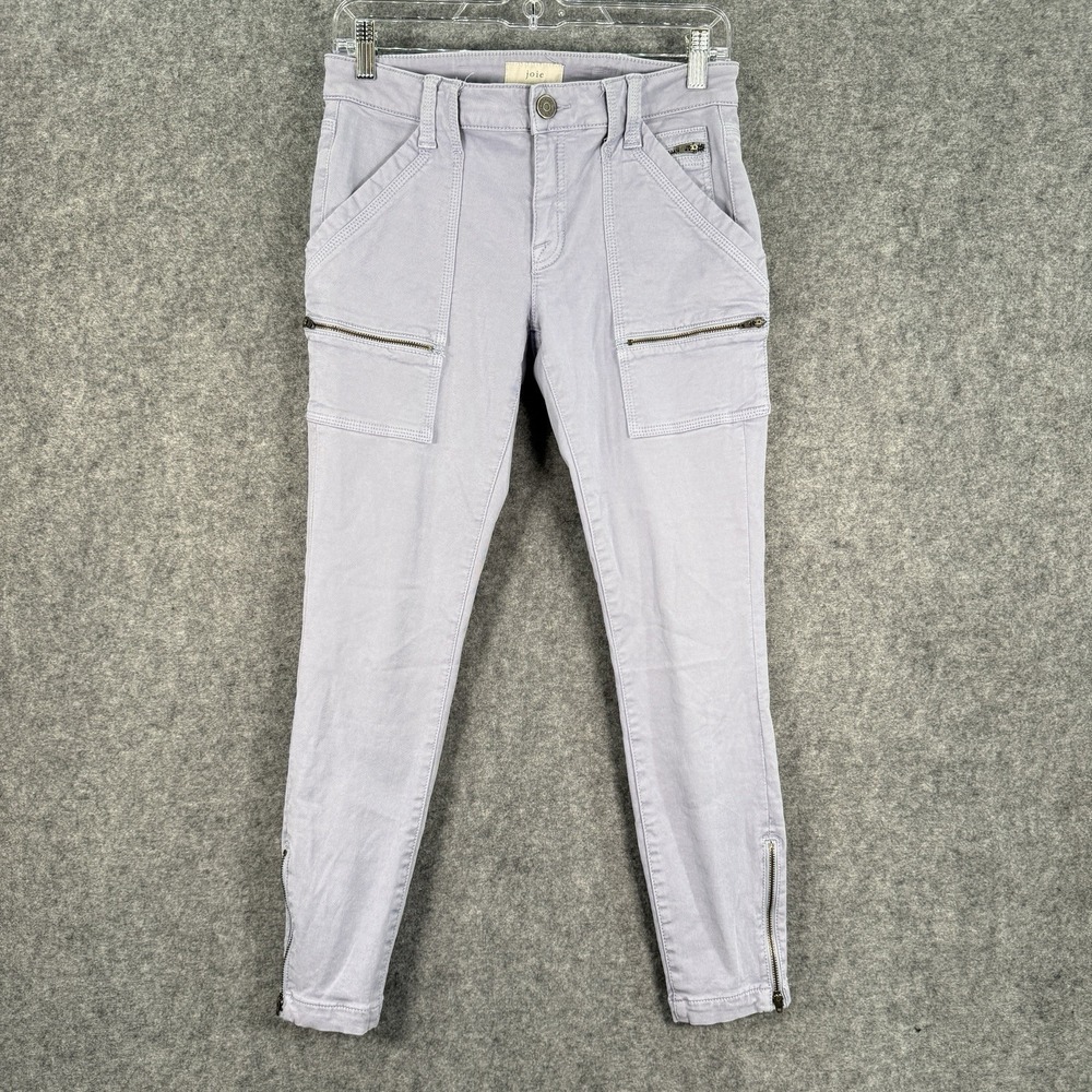 Joie Jeans Womens 28 Park Skinny Jeans Zipper Details Lavender Moto Cropped Pant